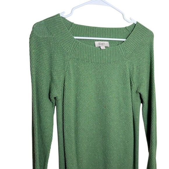 Loft Sweater Women's XS Green Flecked Knit Round Neck Pullover Casual - Picture 2 of 11
